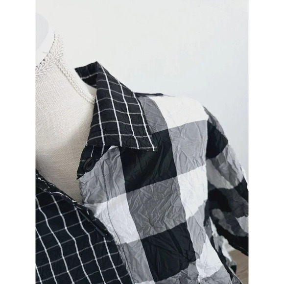 Moonlight Y&S Fashion Buffalo Plaid Checkered Gingham Oversized Crinkle Blouse S - Picture 7 of 11